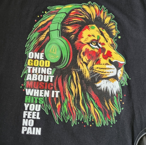 Free LRG Sandles w/ Purchase! Rasta Graphic Tee with Lion Design Size 2xl Men - Picture 3 of 8